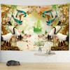 Crane Relief Tapestry Wall Hanging Oil Painting Psychedelic Retro Bohemian Art Mattress Room Home Decor