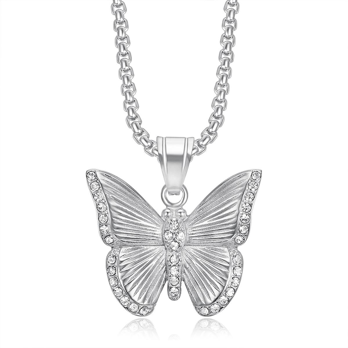 

2026 Jewelry Fashion Trend Inlaid Zircon Butterfly Pendant Necklace Men s Party Jewelry Accessories 60CM
