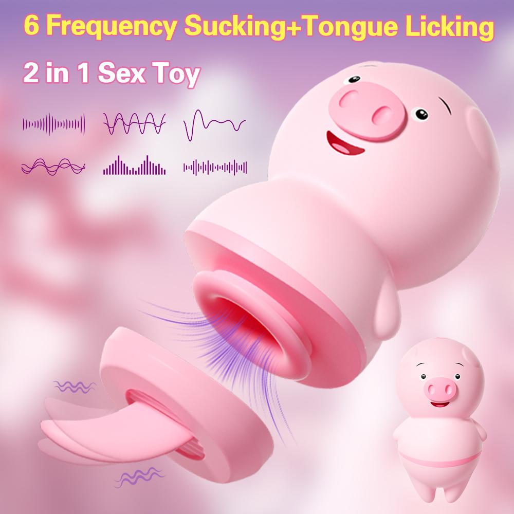 Licking Vibrator For Women 6 Modes Cute Sexy Pig Sex Toys Clit Stimulator G-Spot Nipple Female Masturbator Couples Toys Vibrator