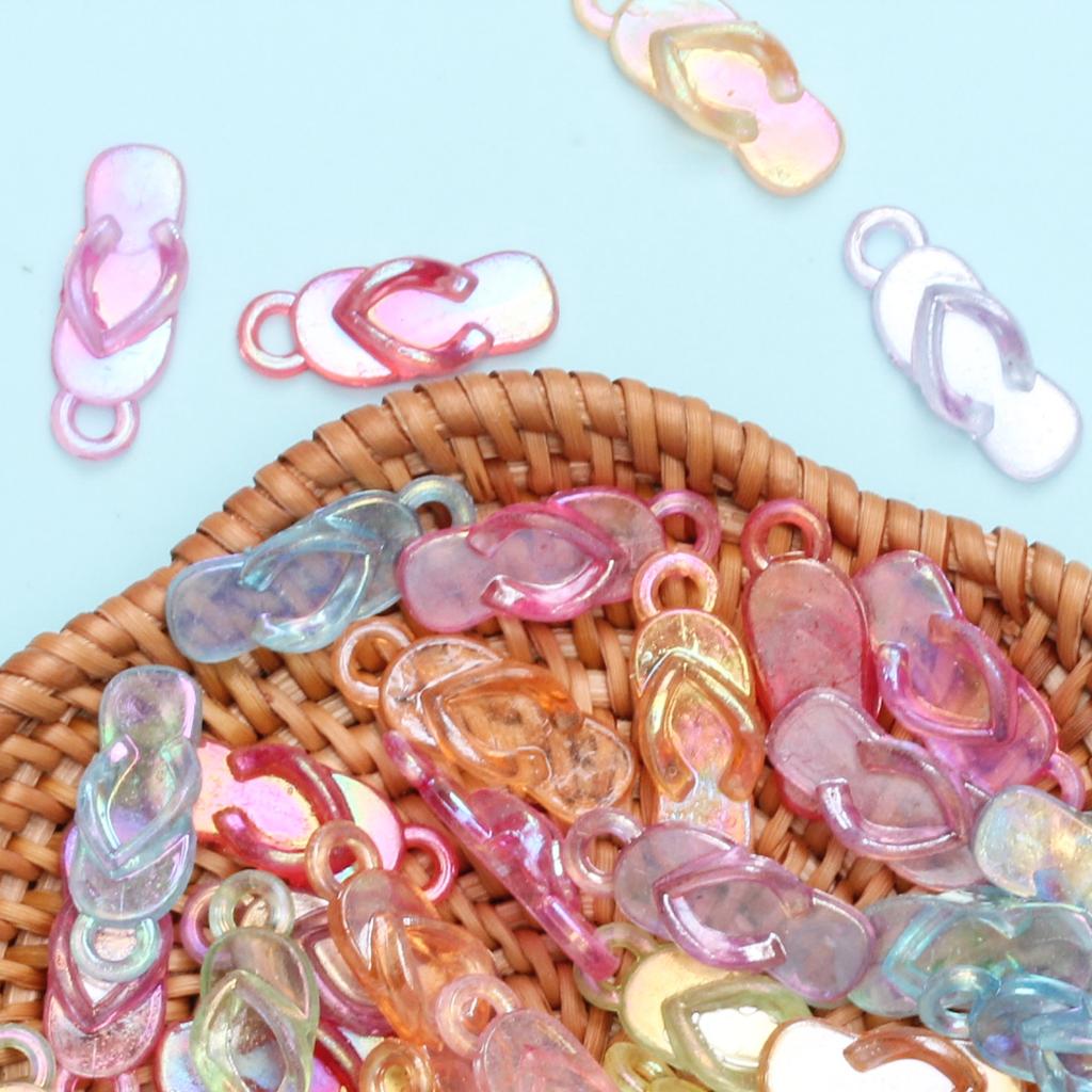 60pcs Handmade Material Beads Candy Color 8*22mm Slippers Shape