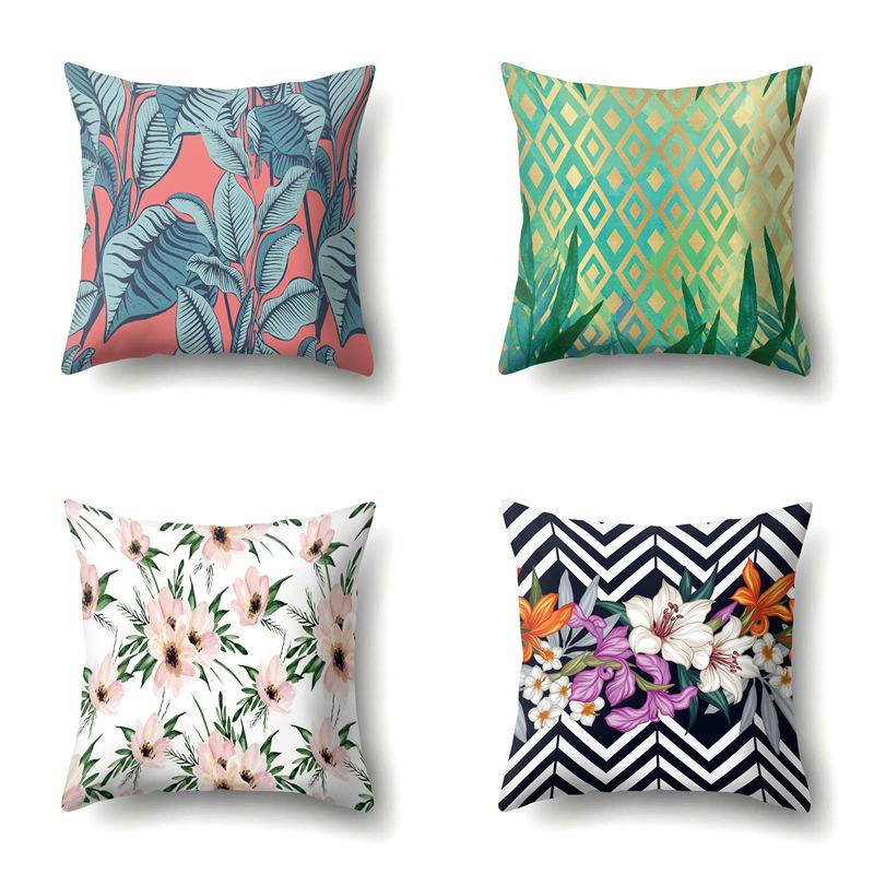 Polyester Kissenbezug Dekorative Blumen Haus Pflanze Druck Kissenbezug Lendenkissen Sofa Kissenbezug