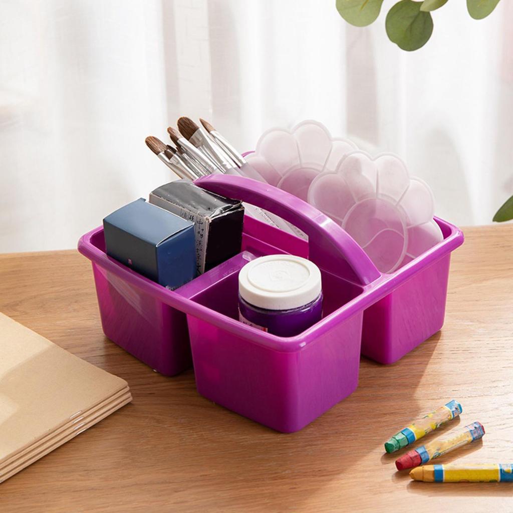 Desktop with Handles, Compartments Storage Basket Bin, Craft Storage Organizer Case, Classroom Storage