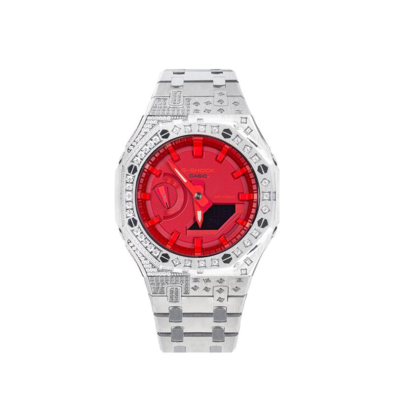 Casio Men Liquid Crystal/Analog Dual Display Series Red Watch GA-2100-4A-