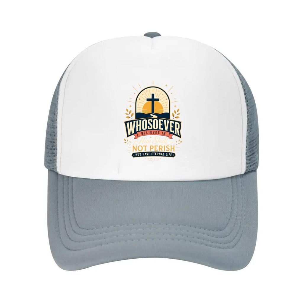 Whosoever Faith Sunrise Cross Verse Mesh Baseball Cap Casual Hat Outdoor  For Womens Unisex FeUnisex