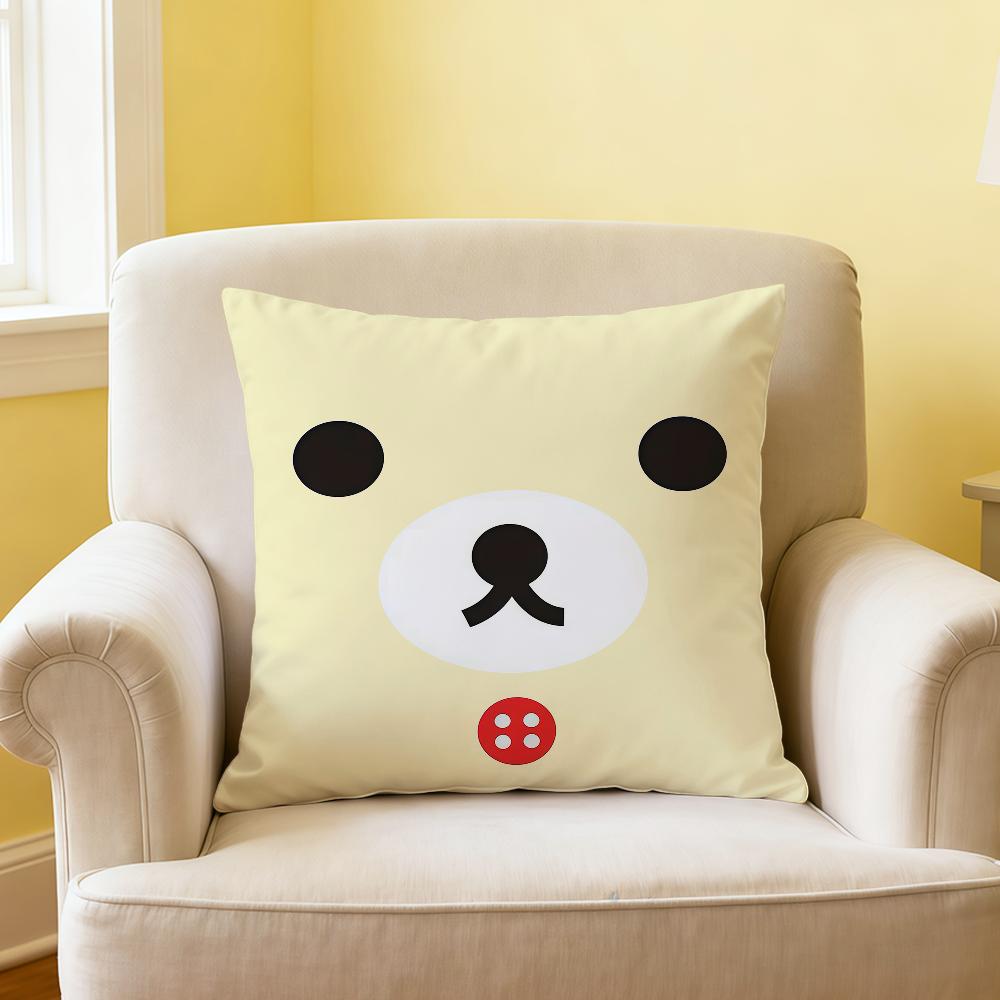 Kawaii Bear Face Funny rRilakkuma Soft Pillowcase for Sofa Home Living Room Office Decor Protective Covers Hogar Pillow Cover