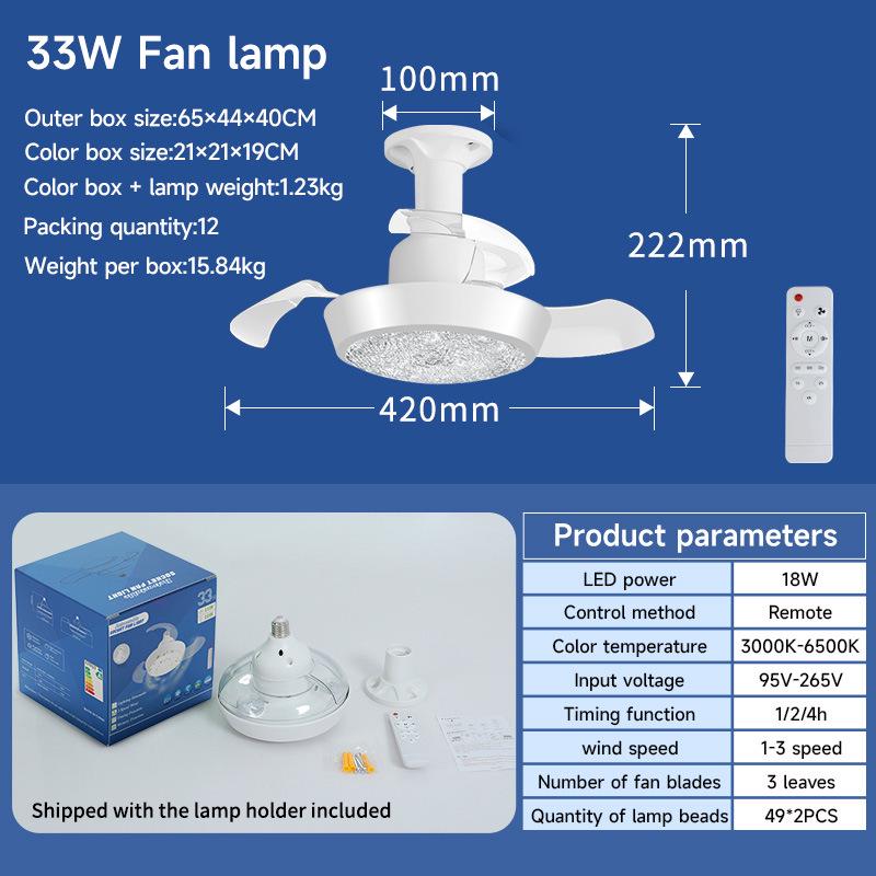 E27 Screw-In Mini Invisible Ceiling Fan Light