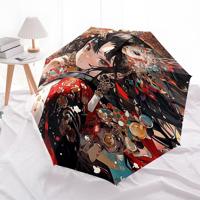 1 Stück Anime-Charakter-Regenschirm für draußen – Automatisches Öffnen/Schließen, tragbares 3-fach faltbares Design, 8-Streben-Eisenrahmen, perfektes Geschenk für Fans, Reisende und mehr