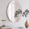 Oval Wall Mirror Non Glass 2Pcs Oval Vanity Mirror Self Adhesive Acrylic Mirror Wall Sticker Flexible Frameless Plastic Mirror Home Decorative Wall