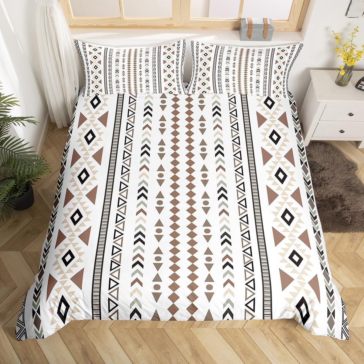 

Southwest Tribal Aztec Duvet Cover Set Bohemian Twin Queen Bedding Sets Ethnic Mexican Geometric Diamond Stripe Comforter Cover EU Single(135x200cm)
