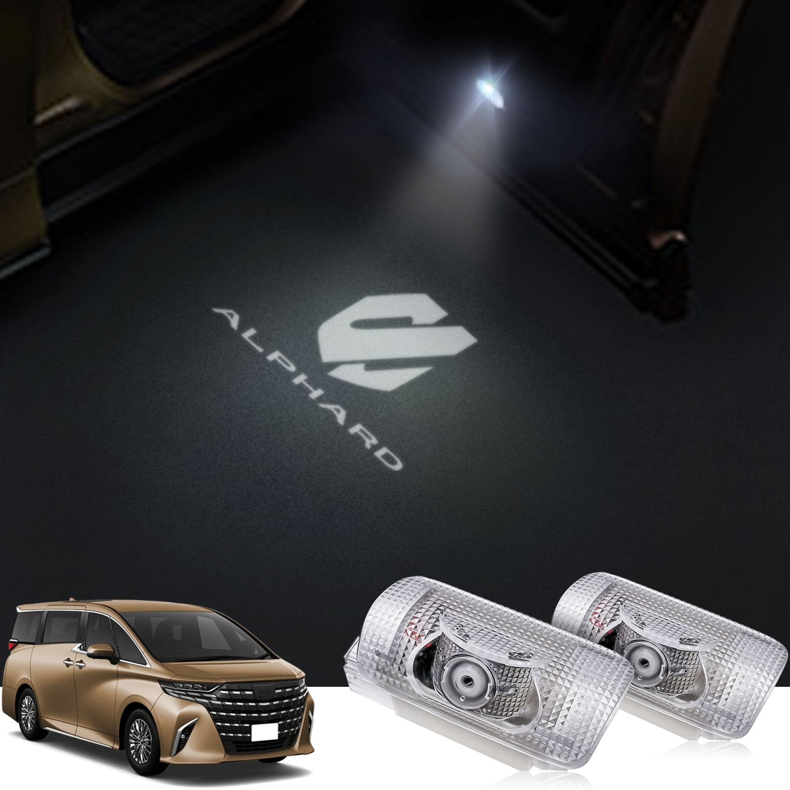 

Светодиодные фонари подсветки салона Feison для Toyota Alphard 40, 40 светодиодов, проекция логотипа, приветственная подсветка двери, высокая совместимость с OEM-дверью, включает японскую инструкцию, комплект из 2 штук белый