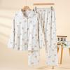 Womens Soft Brushed Cotton Pajama Set Long Sleeve Square Neck Lounge Wear Comfortable Breathable Home Outfit