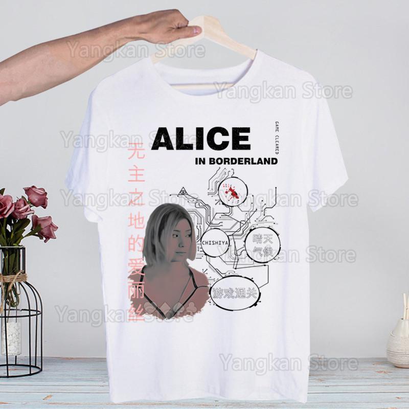 Alice In Borderland Usagi Arisu Kuina Chishiya Trička Módní Pánské a Dámské Topy Tričko Krátký Rukáv Unisex Tričko