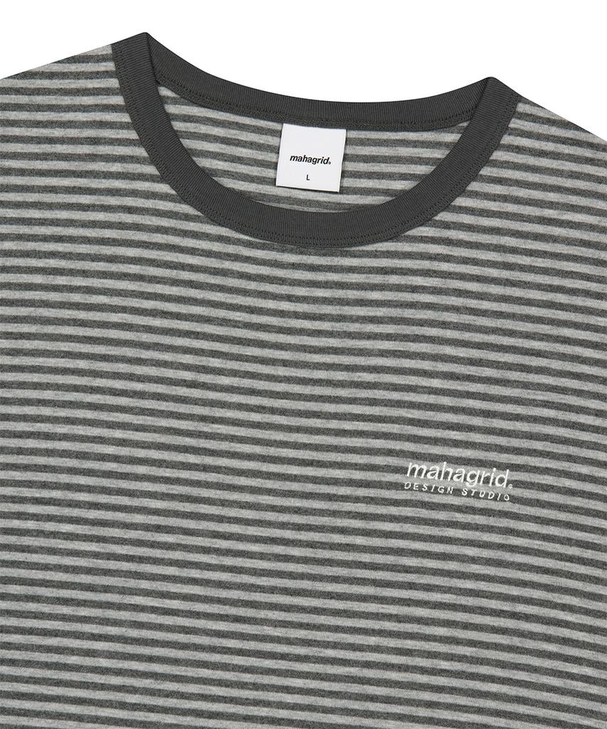 MAHAGRID Basic Logo Stripe Ringer Tee Gray(Mg2Gmmt528A)