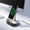Ładowarka Indukcyjna 3W1 Do Smartfona Zegarka Słuchawek Z Chłodzeniem Kablem Usb-C 45W - Czarna