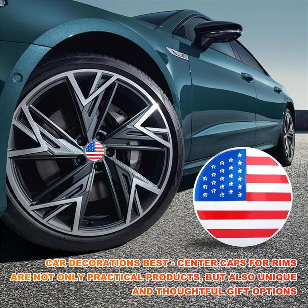 Car Rim Center Cover Decoration, Flag Wheel Center Cover - 4 Pcs Vista Car