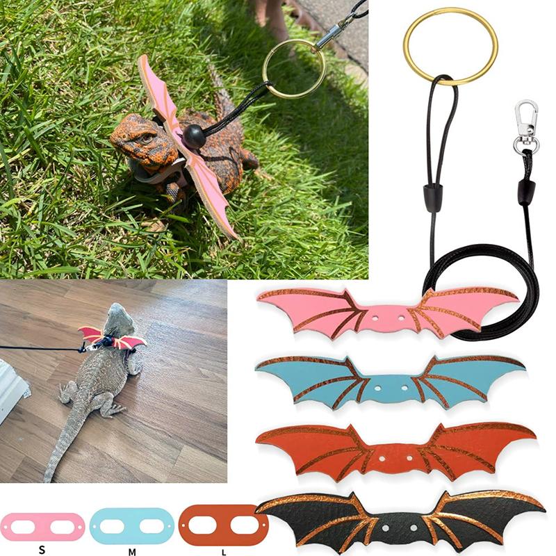 Lizard lead reptile walking lead gecko lead small pet lead colorful wing lead adjustable lizard lead for outdoor carrying