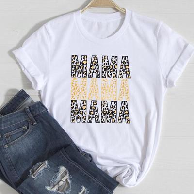 (Asian Size) T Shirt Top Fashion Mama Letter Mother Mom Casual Clothing Tee Short Sleeve Women Print Lady Female O-neck Graphic T-shirt