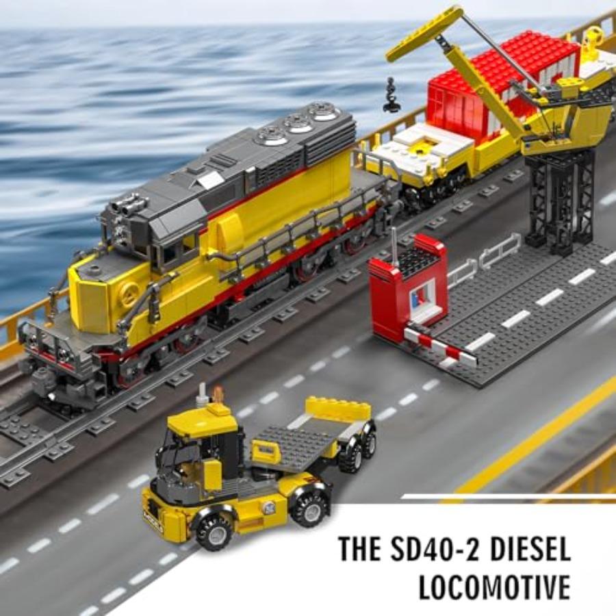 

12027 MOC Technology Remote Controlled EMD SD402 Diesel Locomotive Railways Train Building Blocks Set 1170 Piece with Rail Deli United States