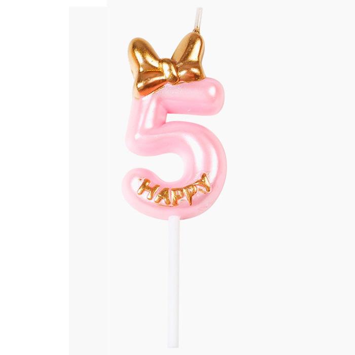 Birthday Number Candle Set with Decorative Bow Cake Toppers for Kids Baking Party Accessories for Celebration Decoration