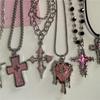 Collier Ras-du-cou Pendentif Croix Rose Cœur Gothique Pour Femmes Egirl Hip Hop Chaîne Corde Punk Y2K Breloques Bijoux Esthétiques Accessoires