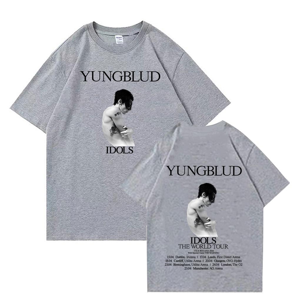 Yungblud ÍDOLOS The World Tour 2026 Camisetas Algodón Hip Hop Unisex Ropa de Calle Cantante Verano Suave Hombre Mujer Top Camiseta Holgada Casual