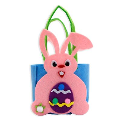 Easter Handbag Material Kit Bunny Carrot Chick Colorful Egg DIY Non-woven Fabric Handmade Portable Basket Treat Tote Pouch Festival Gift