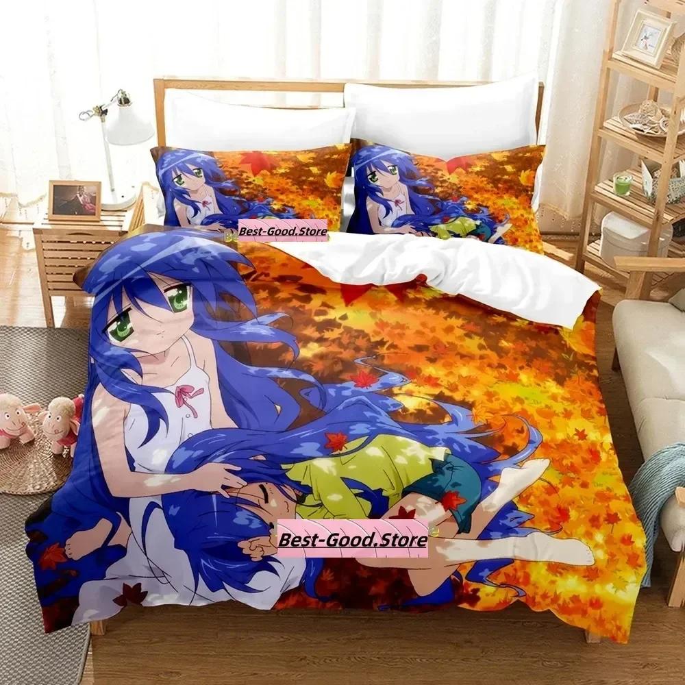 Lucky Star Konata Bedding Set Single Twin Full Queen King Size Bed Set Adult Kid Bedroom Duvetcover Sets 3D Anime Bed Sheet Set