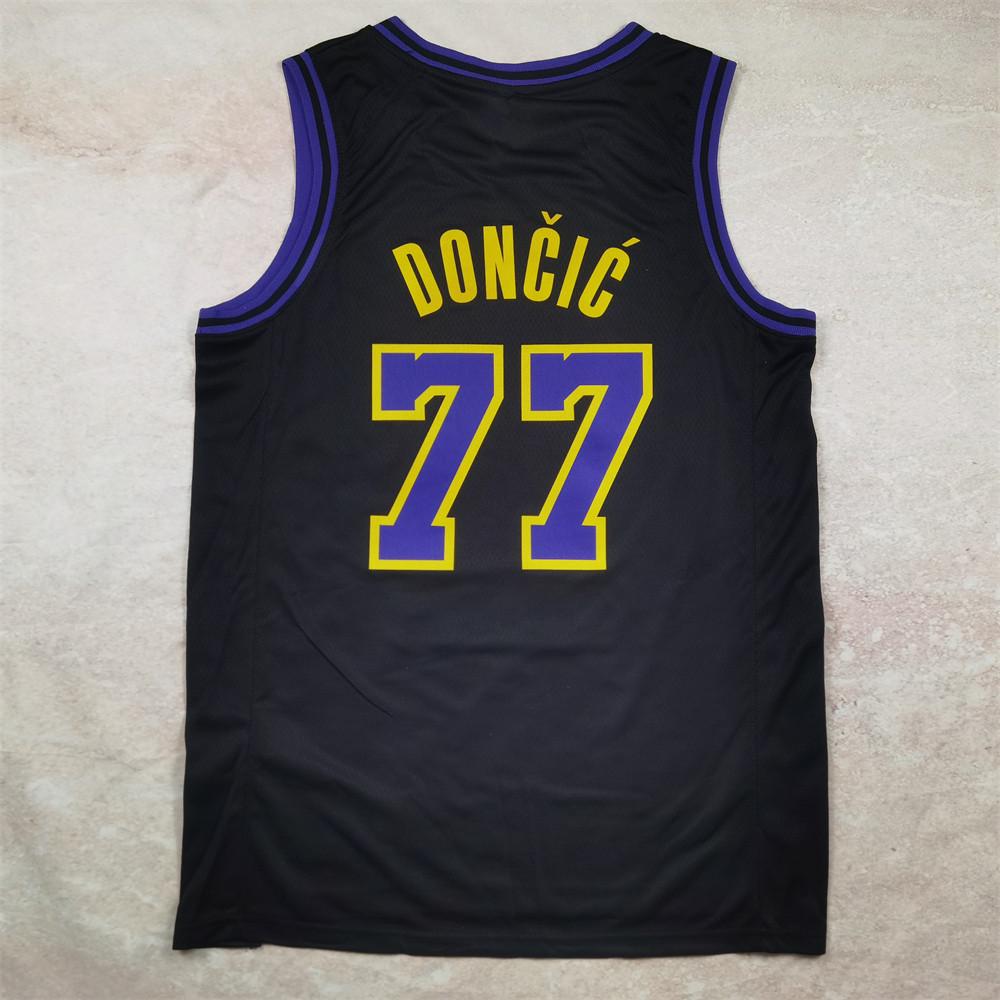 2024 Lakers City Edition Black Doncic 77 Basketball Jersey