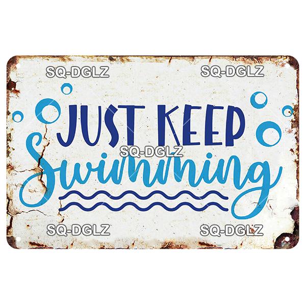[SQ-DGLZ] Welcome Swim Pool Rules Metal Sign Vintage Plaque Tin Sign Plate Wall Decor For Bar Club Man Cave Art Painting Poster
