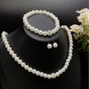 3-teiliges Set Imitationsperle Feuerball Halskette Armband Ohrstecker Schmuckset Silberfarbe Kristallstein Elegant Brautschmuck