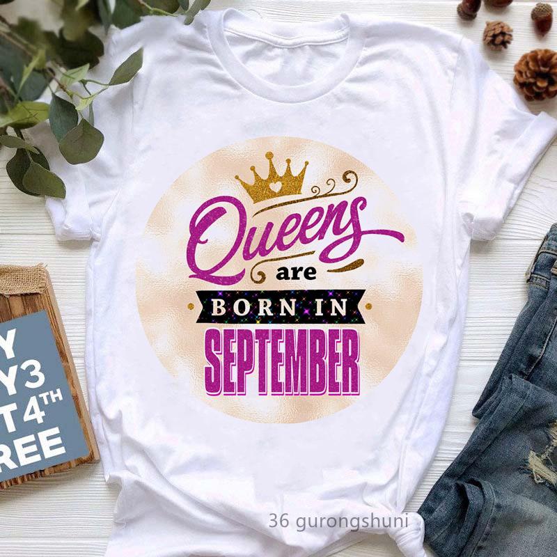 Queens Are Born In May/June Graphic Print T-Shirt Girls/Women Golden Crown Tshirt Femme Summer Fashion Tops Tee Shirt Female