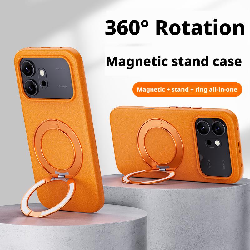 For Honor 600/600 Pro and Honor 500/500 Pro Case Rock Sand Strong Anti-Fingerprint Anti-Oil Magnetic 360° Rotatable Stand Cover
