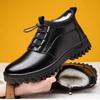 Leder Wolle Winter neu Leder verdickt Wolle Baumwollschuhe Herren rutschfest warm hochgeschnittene Schuhe