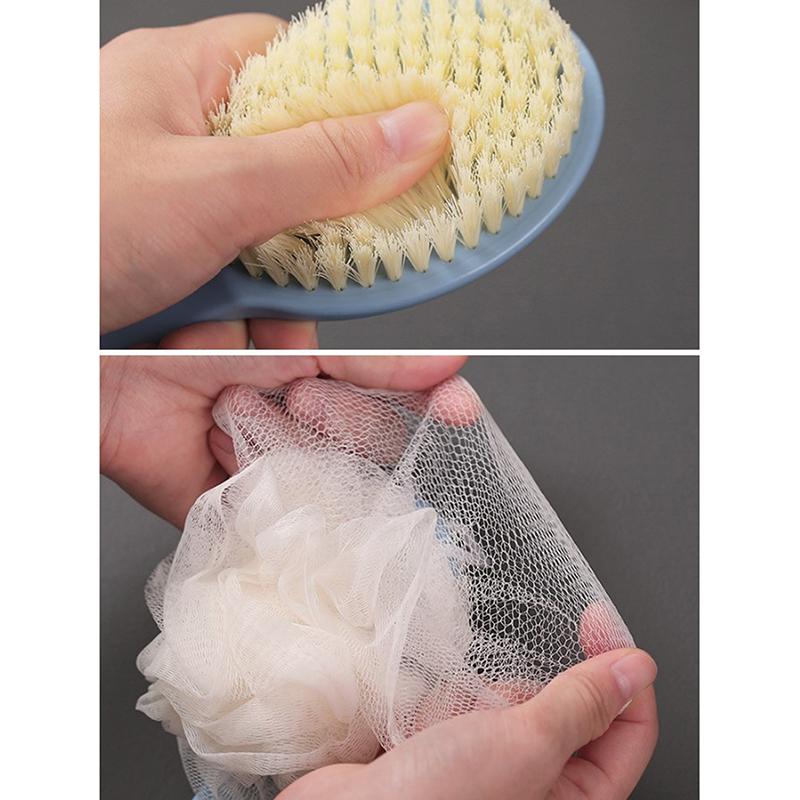 Long Handle Rubbing Back Bath Brush Flower Ball For Adult Soft Hair Dual Purpose