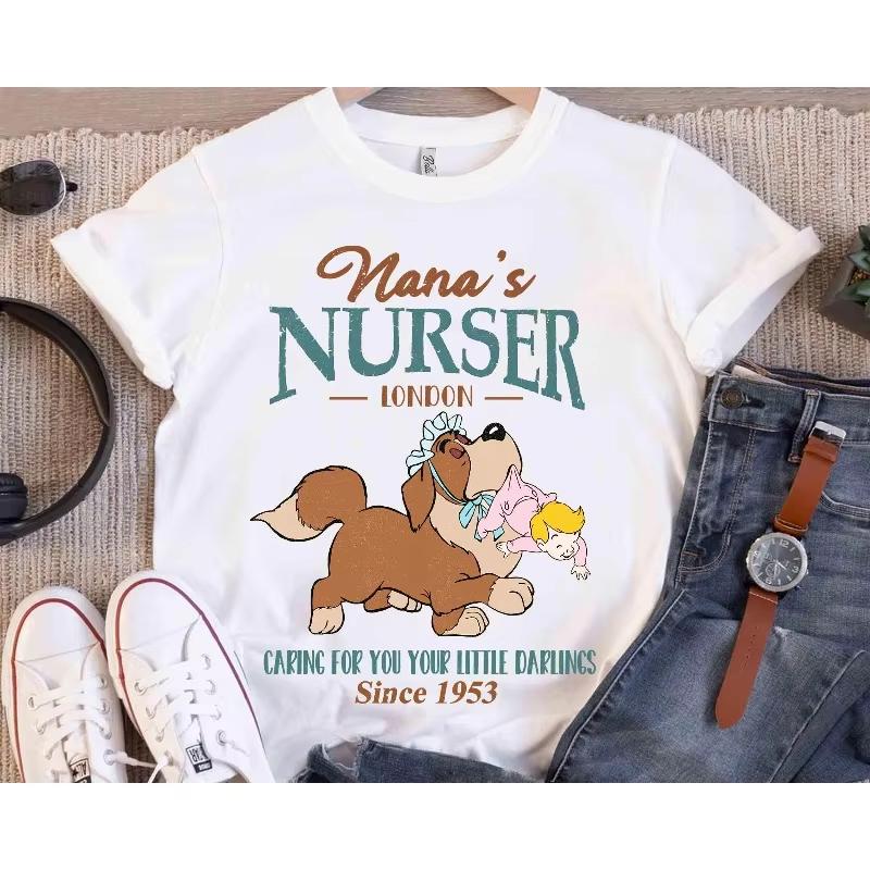 

Peter Pan Nanas Nursery Caring For Your Little Darlings Retro Shirt Happy Nurses Day Tee Nurse Life S