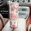 2pcs Flower Car Tissue Holder - Car Tissue Barrel Drawn Paper Printing Creative Hand Drawn Paper