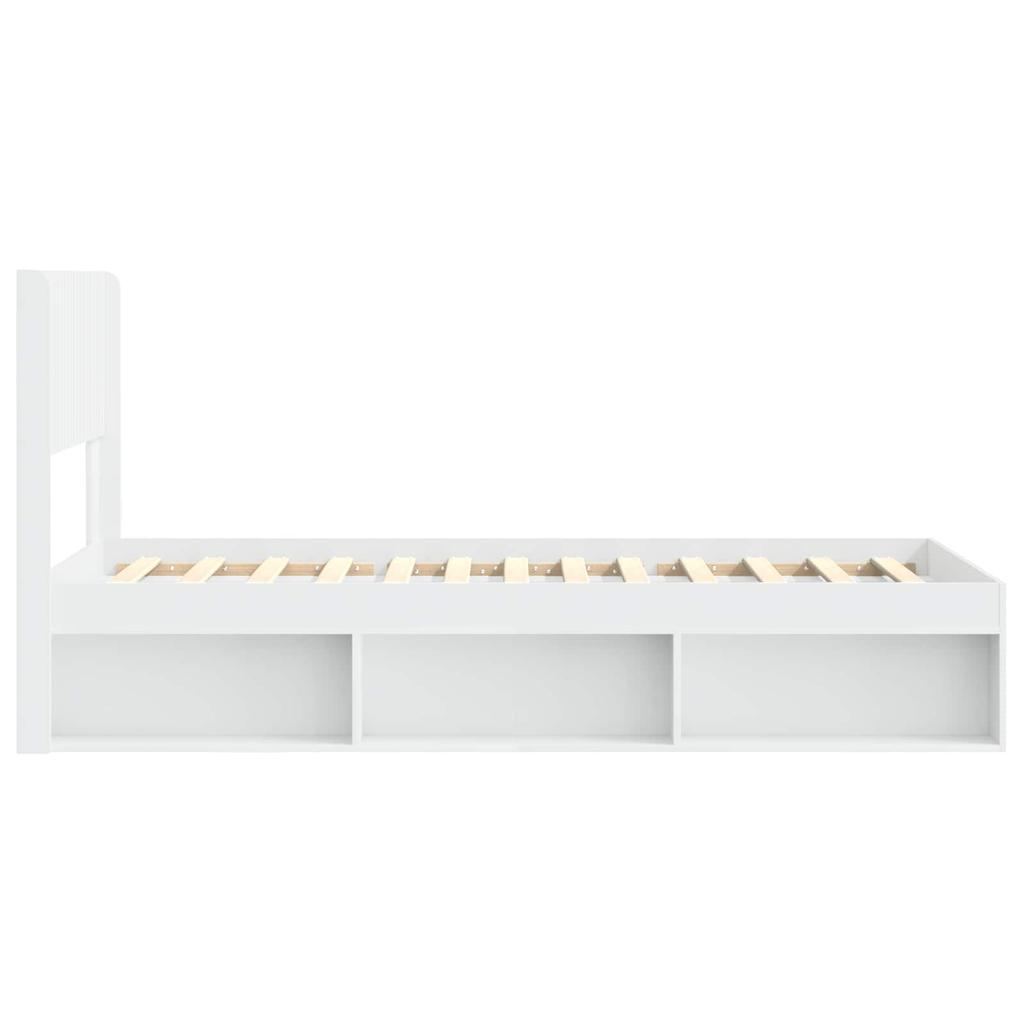 Bed Frame with Storage Space and Headboard White 100 X 200 Cm