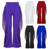 Boys Latin Ballroom Dance Pants: Elastic Waist Tassels Bell-Bottom Design for Stage Performance Competition