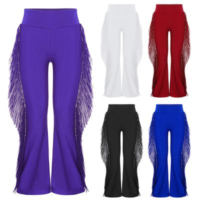 Jungen Latin-Standard-Tanzhosen: Elastischer Bund mit Quasten, Schlaghosen-Design für Bühnenauftritte und Wettbewerbe