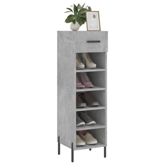 VidaXL Shoe Cabinet Concrete Grey 30x35x105 Cm Engineered Wood 829688