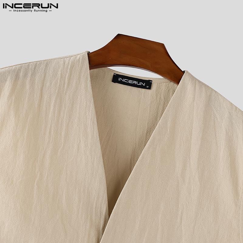 INCERUN Two Pieces Vintage Men Sleeveless Tops Long Pants Sets Outfits