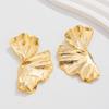 Salircon Gotische Dicke Metall Halb Ginkgoblatt Ohrstecker Mode Unregelmäßige Geometrie Ohrringe Damen Eleganter Ohrschmuck