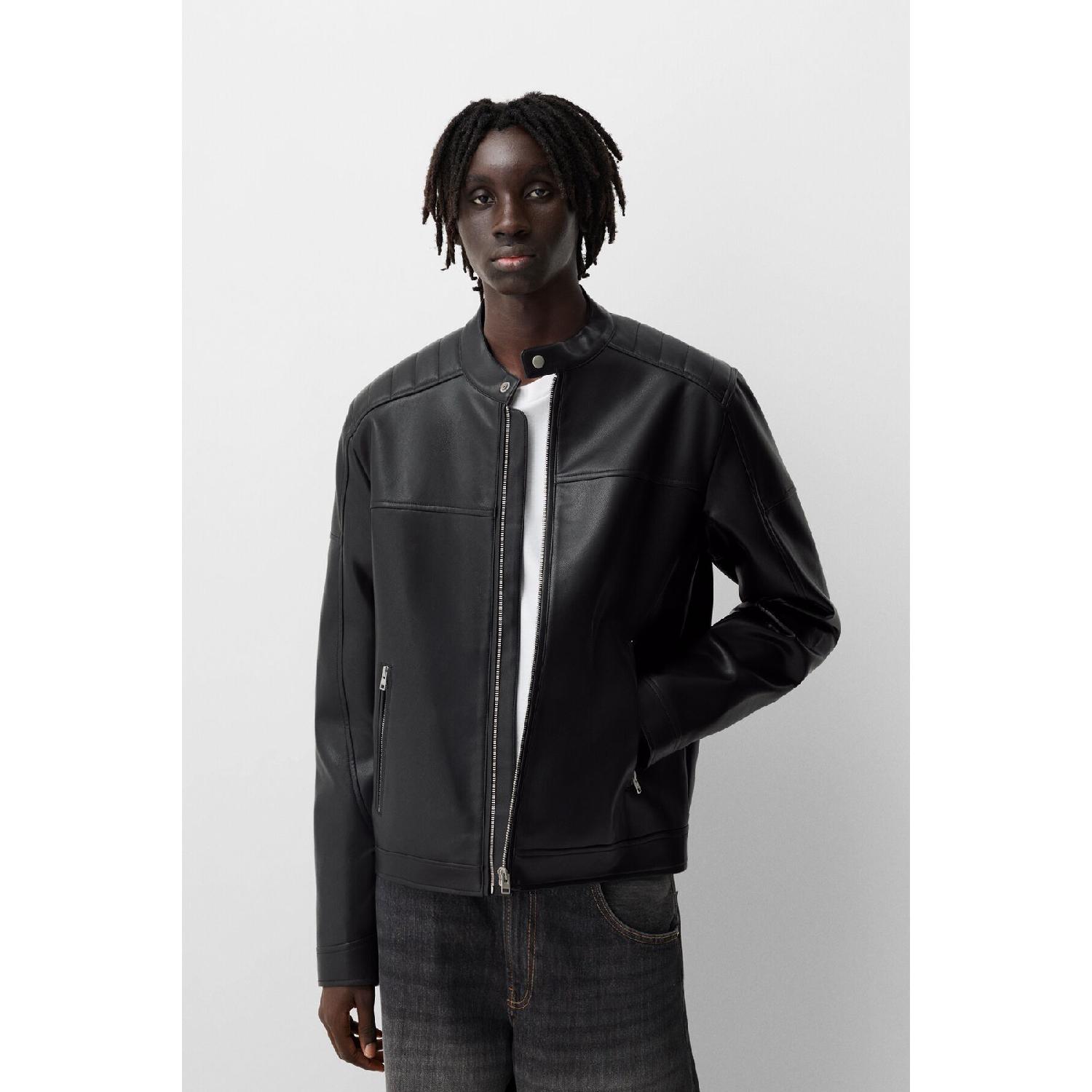 

Zippered Faux Leather Biker Jacket S чёрный