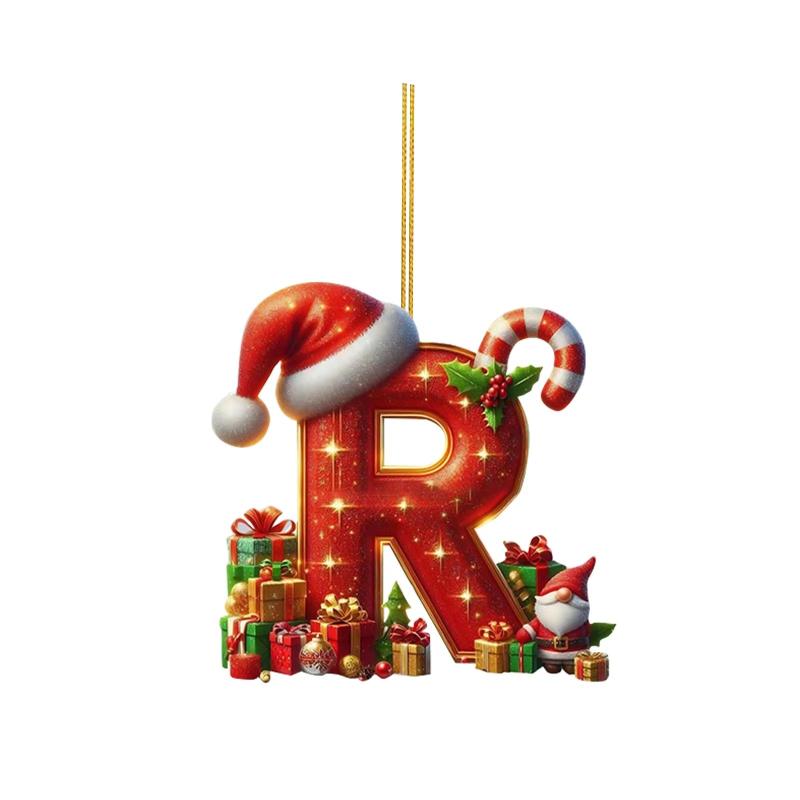 Christmas 26 Letters Ornament Flat Hanging Pendant Personalized Holiday Festive Tree Decor Gift For Christmas Party Ornament