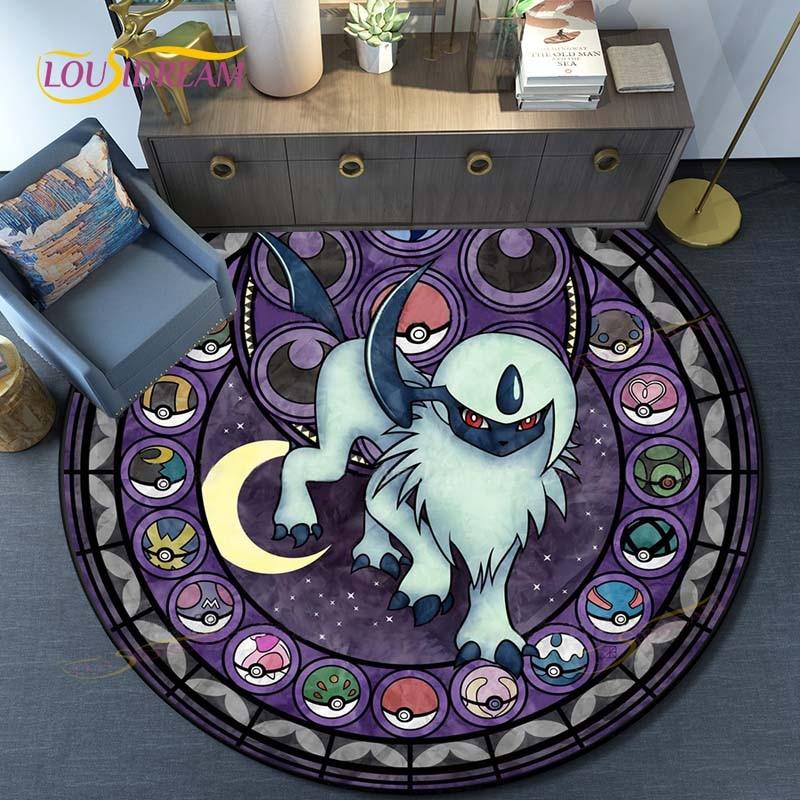 Cartoon Pokemon Round Carpet Fashion Cartoon Pictures Printed Round Area Rugs Parlor Bedroom Floor Mat Anti-slip  Area Rug  Rugs