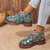 Coarse heel short boots autumn and winter new European and American large size round head side zipper Martin boots