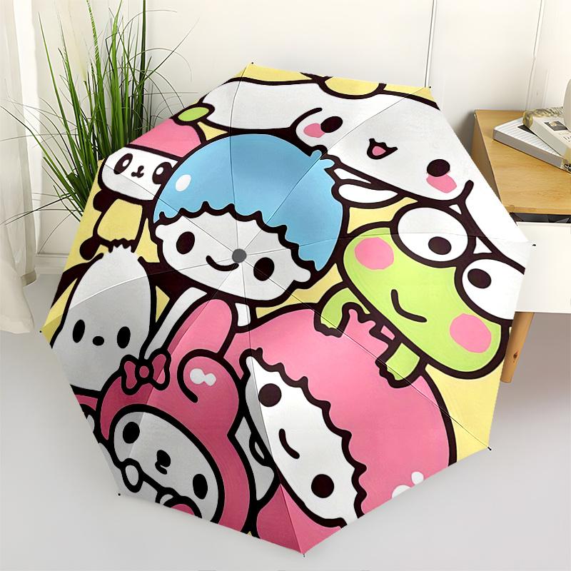 

1pc Kawaii Characters Automatic Folding Umbrella - Portable 3-Fold Design with 8-Bone Iron Frame, Perfect for Fans, Travelers, Everyday Use, and Festi