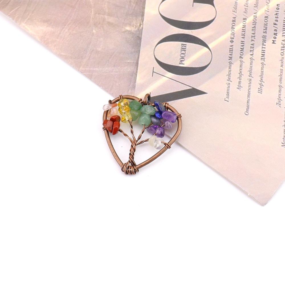 7-Color Natural Stone Jewelry Crystal Gravel Fortune Tree Handmade Winding Tree Of Life Pendant Necklace Jewelry N741