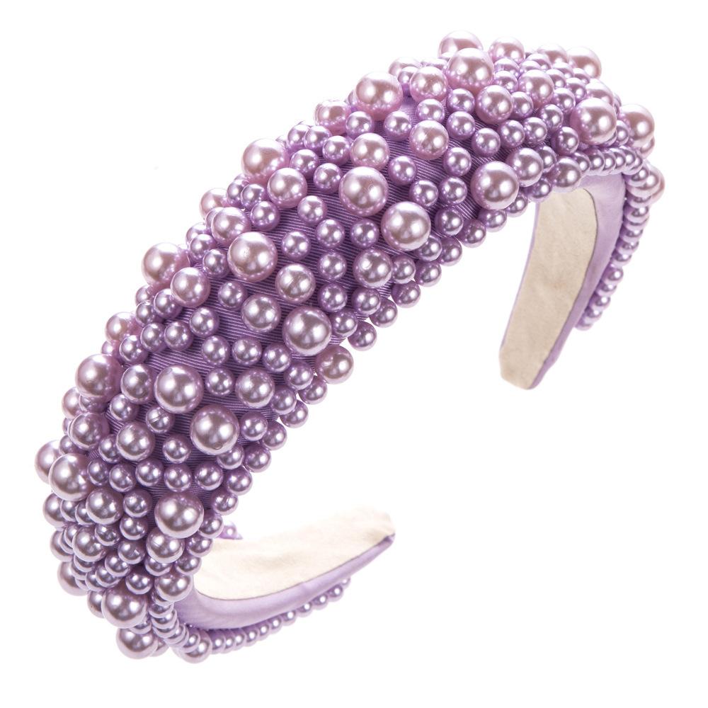 

Hairband Sponge Hair Accessory for Women, Handmade with Sequins, in Multiple Colors, Wide-edge Headband світло-фіолетового кольору