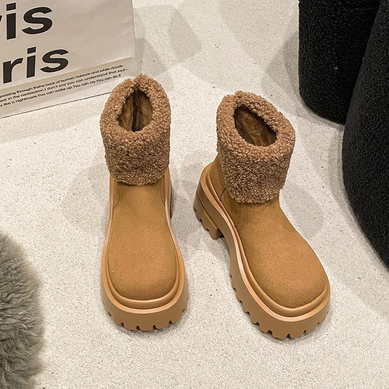 Women's Soft Elastic Winter Warm Cold Padded Snow Boots Thick-soled Non-slip Wear-resistant Outdoor Leisure Sports Cotton Boots